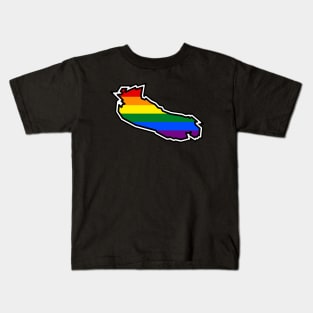 Gabriola Island Silhouette - Traditional Pride Flag Rainbow Colours - Gabriola Island Kids T-Shirt